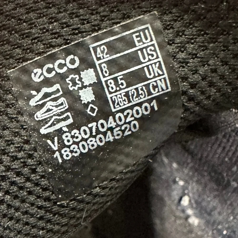 ECCO Urban Lifestyle Gore-Tex Black Leather Hiking Shoes 83070402001 Size 8